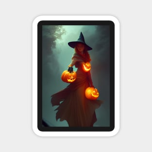 Pumpkin witch Magnet