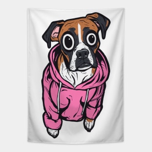 Boxer Dog Pink Hoodie Tapestry