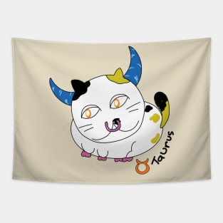 Taurus zodiac funny cat Tapestry