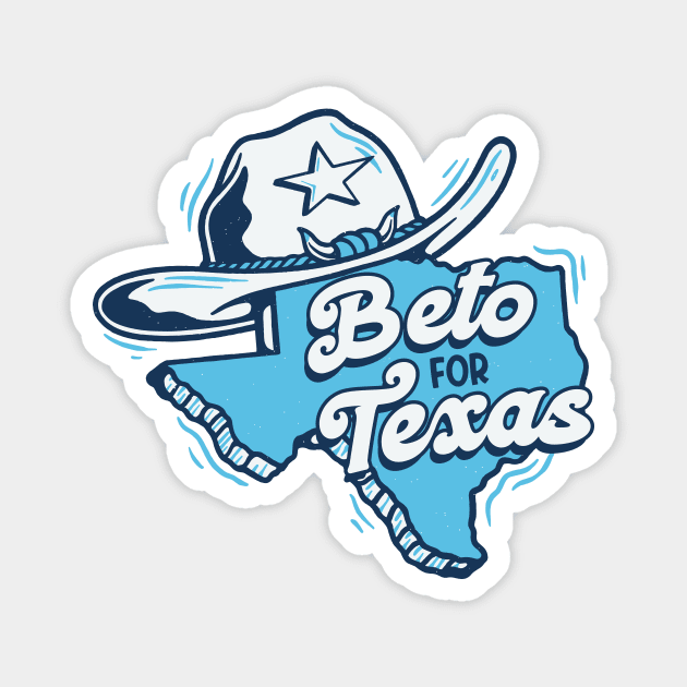 Beto for Texas Governor // Retro Texas Cowboy Hat & State Outline Magnet by SLAG_Creative