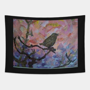 Wren singing at dawn Tapestry