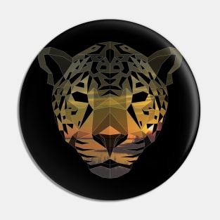 Jaguar Low Poly Double Exposure Art Pin