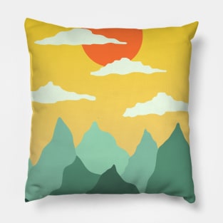 Minimalist Abstract Nature Art #25 Window Looking on to Warm Mountains and Sun Pillow