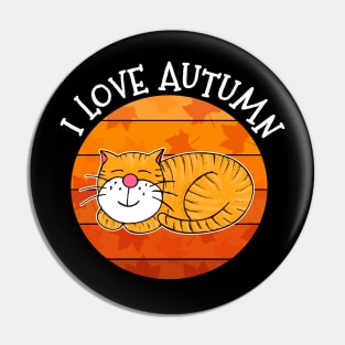 I Love Autumn Sleeping Cat Fall Thanksgiving Pin