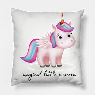 Magical Little Unicorn Drawing with Text Pillow