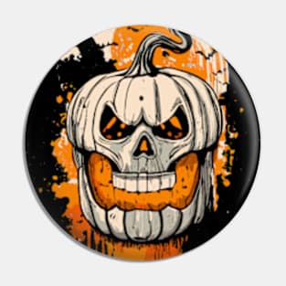 Skull-Grin Jack-o'-Lantern: A Spooky Minimalistic Vision Pin