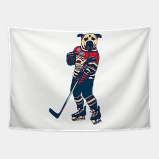 Funny Dog Ice Hockey Player Tapestry