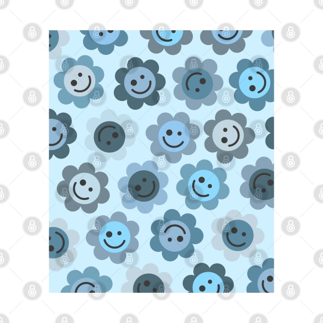 Bluer Blue Flower Happy Faces by gray-cat