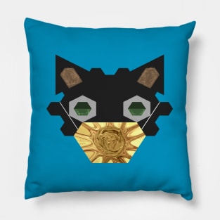 Black Cat Wearing Sunny #2 mask Pillow