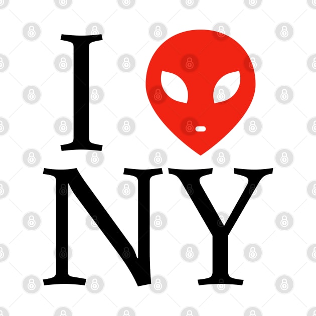 Alien Head I Love New York Newyork NY City T-Shirt by sheepmerch