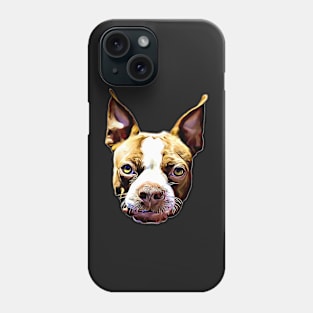 Boston Terrier Gift Ideas Cartoon Boston Terrier Face Phone Case