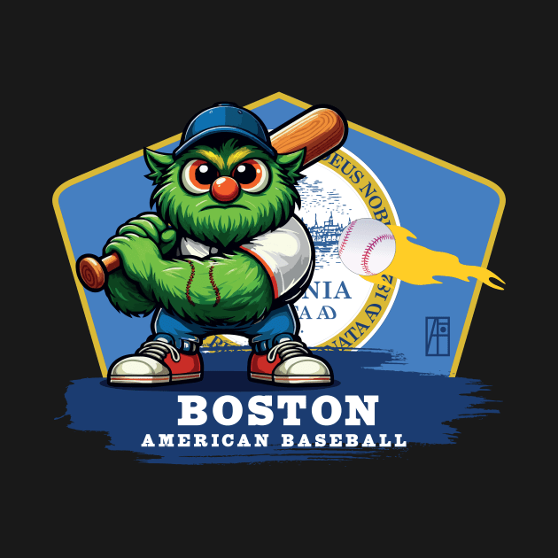 USA - American BASEBALL - Boston - Baseball mascot - Boston baseball by ArtProjectShop