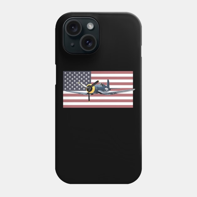 Vought F4U Corsair WW2 Navy Airplane US Flag Phone Case by Dirty Custard Designs 