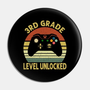 3rd Grade Level Unlocked First Day of School Video Gamer Pin