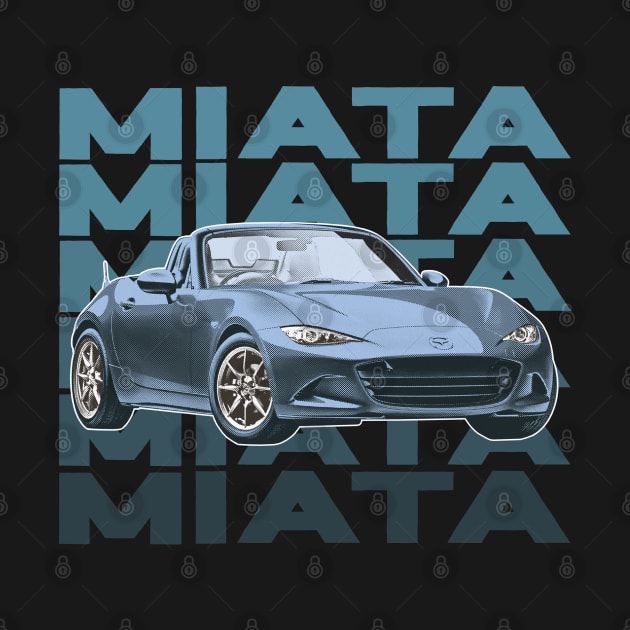 Mazda Miata (Blue) / Retro Style Sunset Design by DankFutura