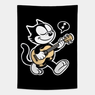 Cartoon Jazz Guitar Cat Tapestry