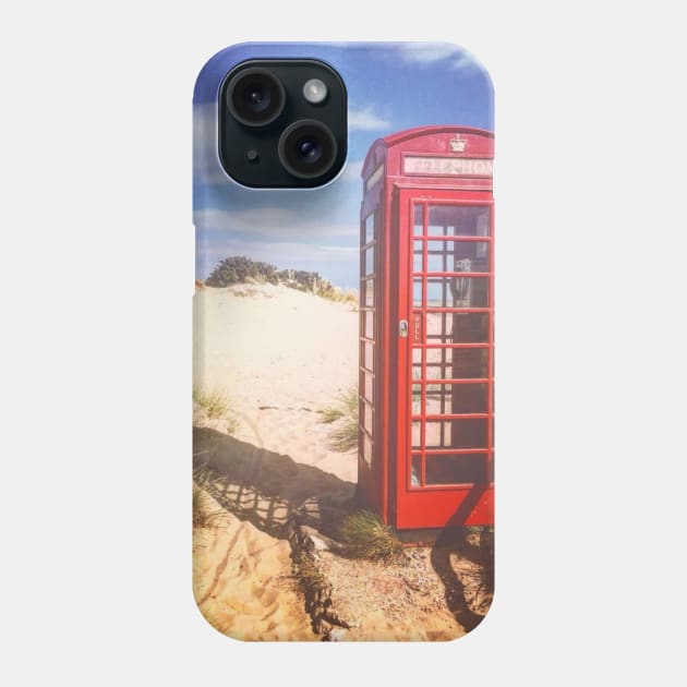 Red phone box on the beach Phone Case by Lionik09