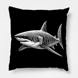 Great White Shark Sketch Pillow