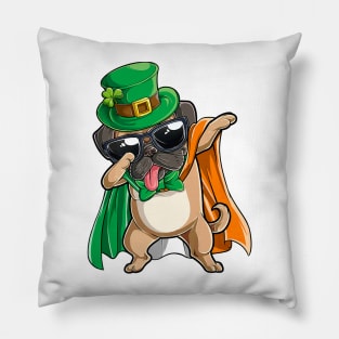 Dabbing Pug St Patricks Day Boys Leprechaun Irish Pillow