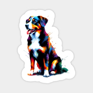 Expressive Appenzeller Sennenhund in Vivid Splash Art Style Magnet