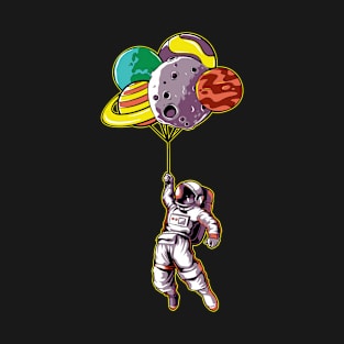 Astronaut holding a planetary balloon T-Shirt