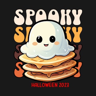 Spooky Ghost Pancake T-Shirt - Unique Halloween Tee - Fun Breakfast Ghost Shirt T-Shirt