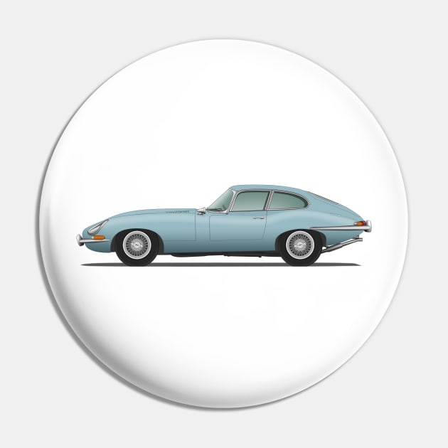 Jaguar E Type Fixed Head Coupe Silver Blue Pin by SteveHClark