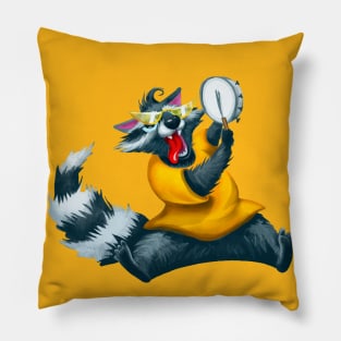 Raccoon playing Tamborim Pillow