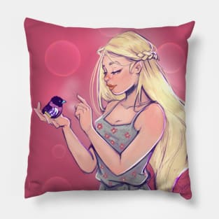 Girl and bird Pillow