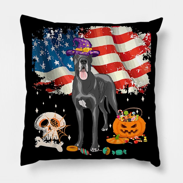 Funny great dane Dog Halloween Costume Gift Flag America Pillow by frostelsinger