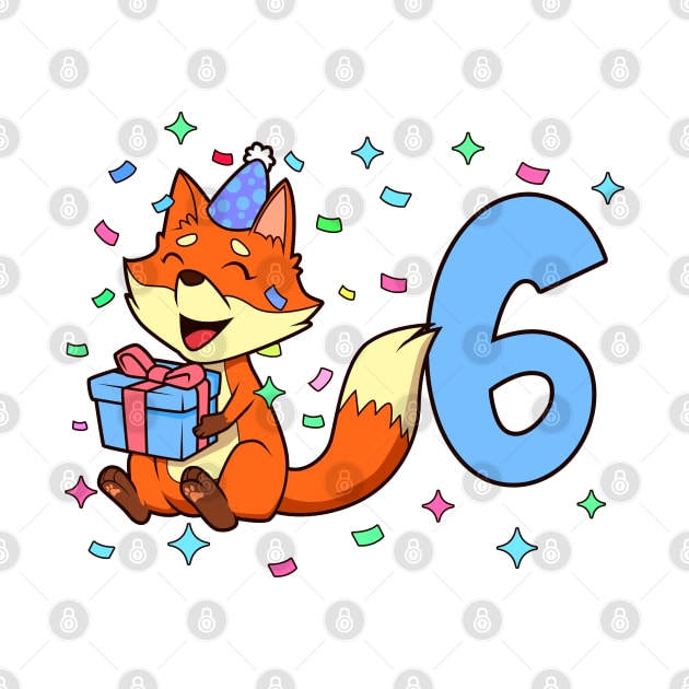 I am 6 with fox - boy birthday 6 years old by Modern Medieval Design