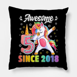 Awesome Dabbing Unicorn Birthday 5 Year Old Girl 5Th Pillow