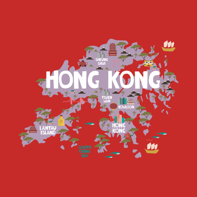 Hong Kong illustrated map by JunkyDotCom