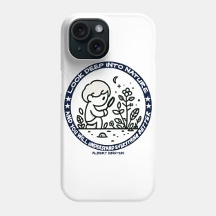 Contemplative Child with Einstein Quote: Grow Green Phone Case