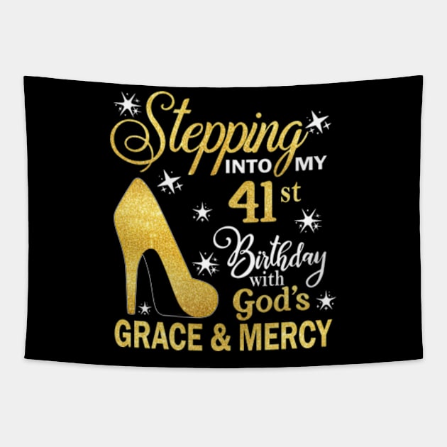 Stepping Into My 41st Birthday With God's Grace & Mercy Bday Tapestry by MaxACarter