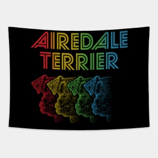 Cool Retro Groovy Airedale Terrier Dog Tapestry