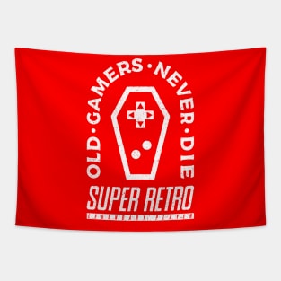 Old Gamers Never Die - Vintage White Tapestry