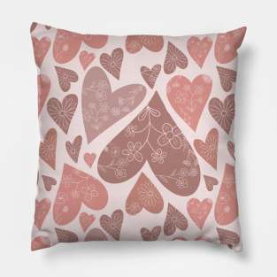 Boho Flowers Valentines Day Hearts Pillow