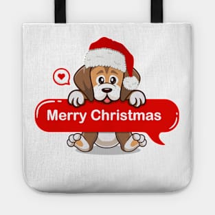 Merry Christmas Cute Dog Tote