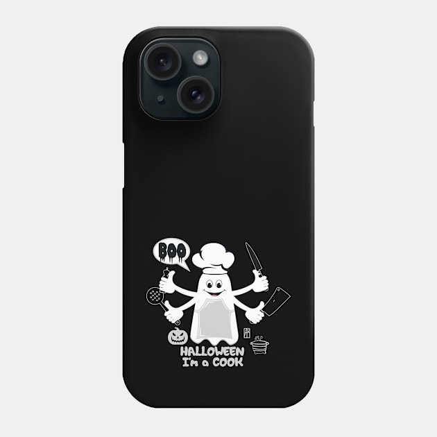 BOO Cook dressed as a GHOST - Funny Halloween Ghost Phone Case by ArtProjectShop