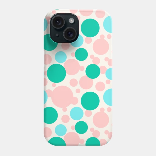 Green, blue and pink circles over beige Phone Case by marufemia
