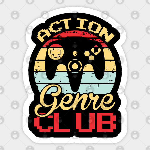 Action genre club old retro vintage - Gamer Gifts - Sticker | TeePublic