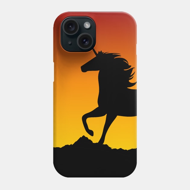 Sunset Unicorn Design - Unicorn Lover Gift - I love Unicorns Illustration Unicorn Art Phone Case by ballhard