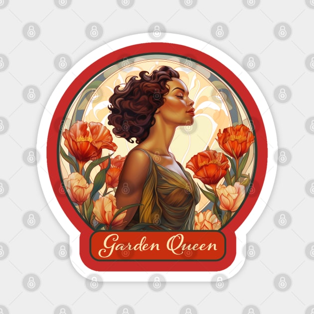 Garden Queen Vintage Tulip Flower African American Woman Gardener Magnet by Pine Hill Goods