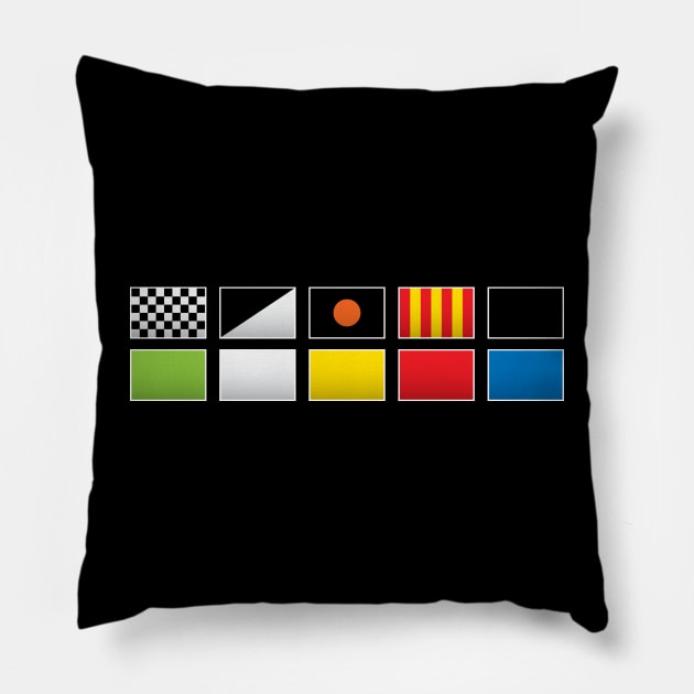 F1 Racing Flags Pillow by Nagorniak