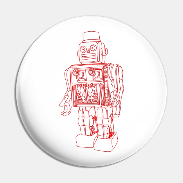 Red Robot Pin by juliechicago