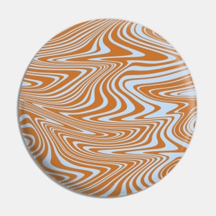 Blue and Orange Retro 70s Abstract Swirl Spiral Pattern Pin