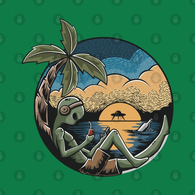 alien summertime relaxing beach by Mako Design 