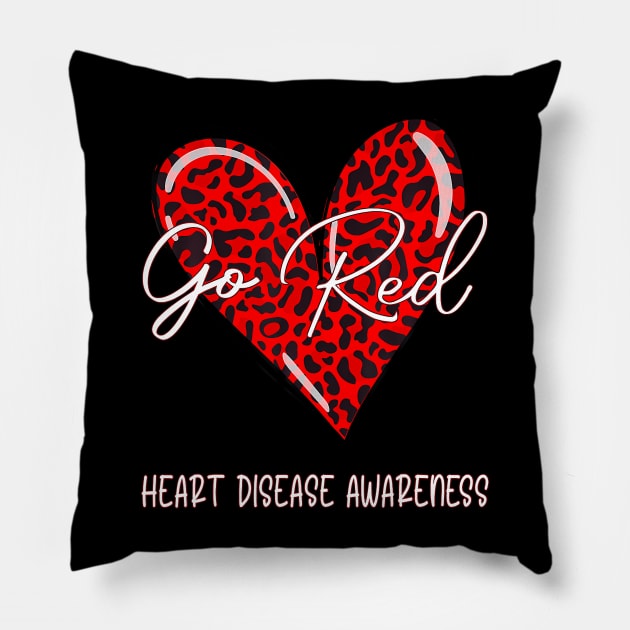 Go Reds Heart Disease Awareness Month Leopard Pillow by Aleem James