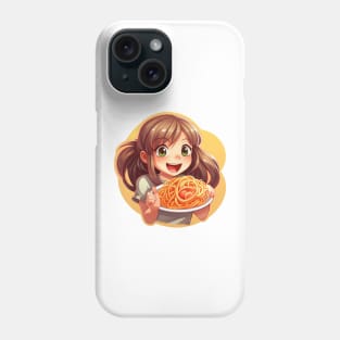 Cute Girl Eating Spaghetti Phone Case